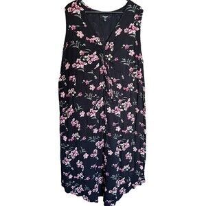 Chelsea Studio Dress Womens 3X 30/32 V Neck Maxi Sleeveless Gauzy Lined Floral